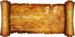 Zohr Gyöngyi névjegykártya
